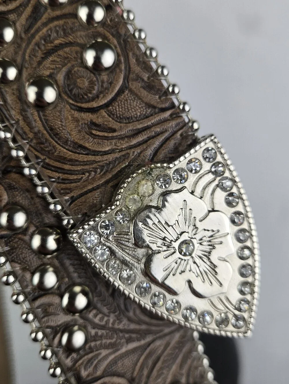 Blazing Roxx Western Rhinestone‎ Studded Belt Embellished Buckle Floral Sz L